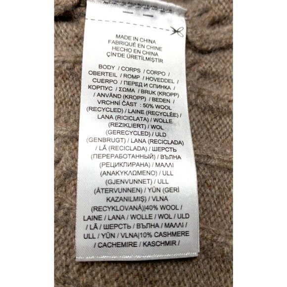 Lauren Ralph Lauren Cable Knit Sweater Dress Midi Wool Cashmere Brown Size XL - Picture 7 of 8